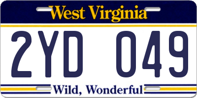 WV license plate 2YD049