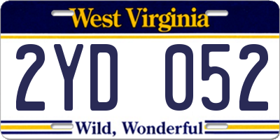 WV license plate 2YD052