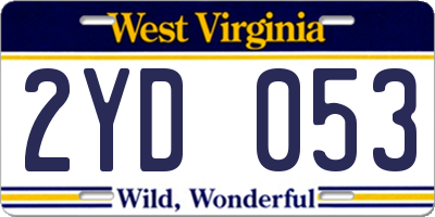 WV license plate 2YD053