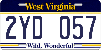 WV license plate 2YD057