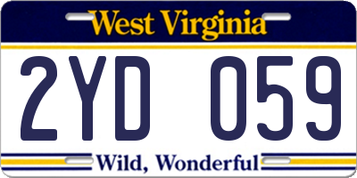 WV license plate 2YD059