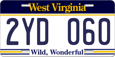 WV license plate 2YD060