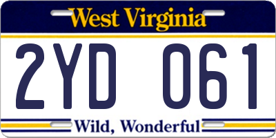 WV license plate 2YD061