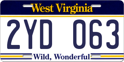 WV license plate 2YD063