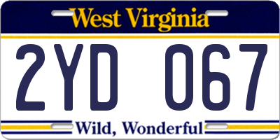 WV license plate 2YD067
