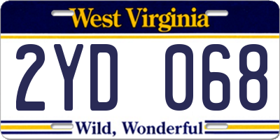 WV license plate 2YD068