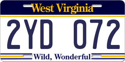 WV license plate 2YD072