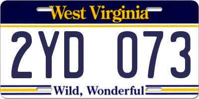 WV license plate 2YD073