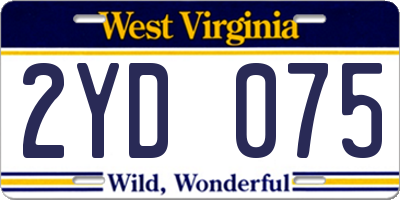 WV license plate 2YD075