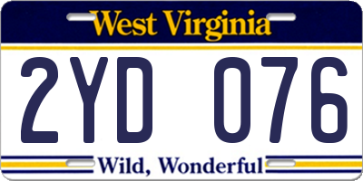 WV license plate 2YD076