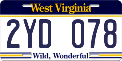 WV license plate 2YD078