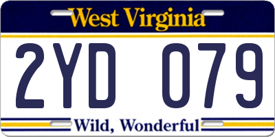 WV license plate 2YD079