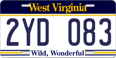 WV license plate 2YD083