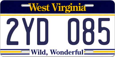 WV license plate 2YD085