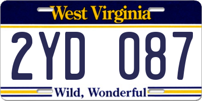 WV license plate 2YD087