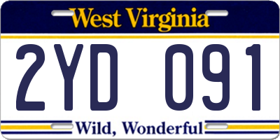WV license plate 2YD091