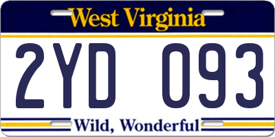 WV license plate 2YD093