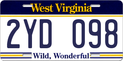 WV license plate 2YD098