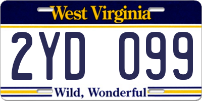 WV license plate 2YD099