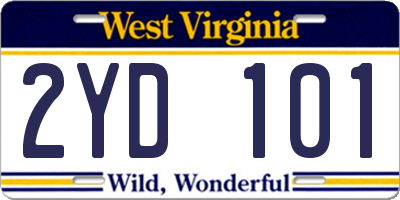 WV license plate 2YD101