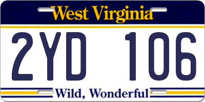 WV license plate 2YD106