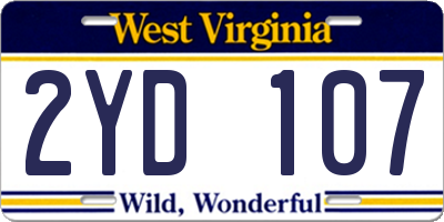 WV license plate 2YD107