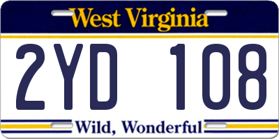 WV license plate 2YD108