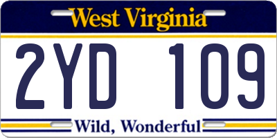 WV license plate 2YD109