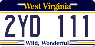 WV license plate 2YD111