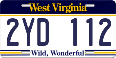 WV license plate 2YD112