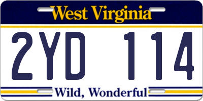 WV license plate 2YD114