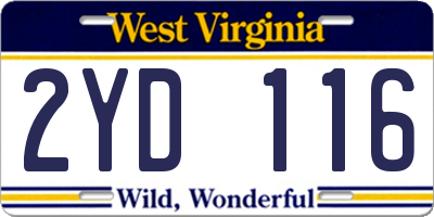 WV license plate 2YD116