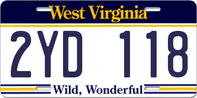 WV license plate 2YD118