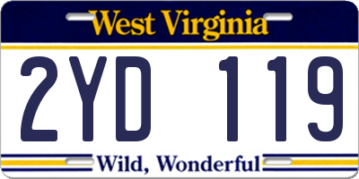 WV license plate 2YD119
