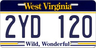 WV license plate 2YD120