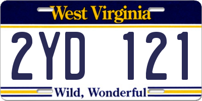 WV license plate 2YD121