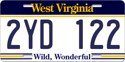 WV license plate 2YD122