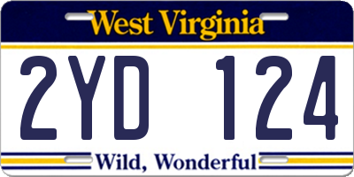 WV license plate 2YD124