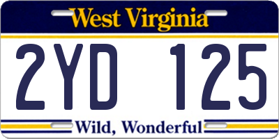 WV license plate 2YD125