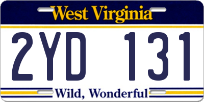 WV license plate 2YD131