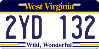 WV license plate 2YD132