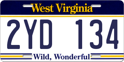 WV license plate 2YD134