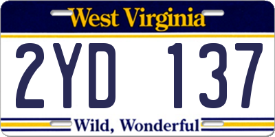 WV license plate 2YD137