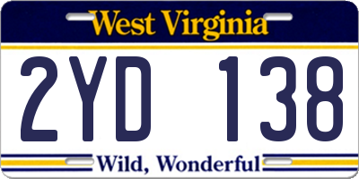 WV license plate 2YD138