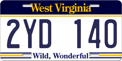 WV license plate 2YD140