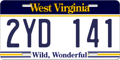 WV license plate 2YD141