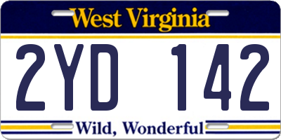 WV license plate 2YD142