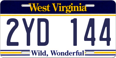 WV license plate 2YD144