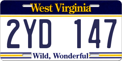 WV license plate 2YD147