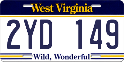 WV license plate 2YD149